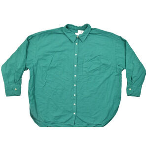 Maeve Anthropologie Green Linen Cotton Button Down Shirt Blouse Plus Size 2X NWT